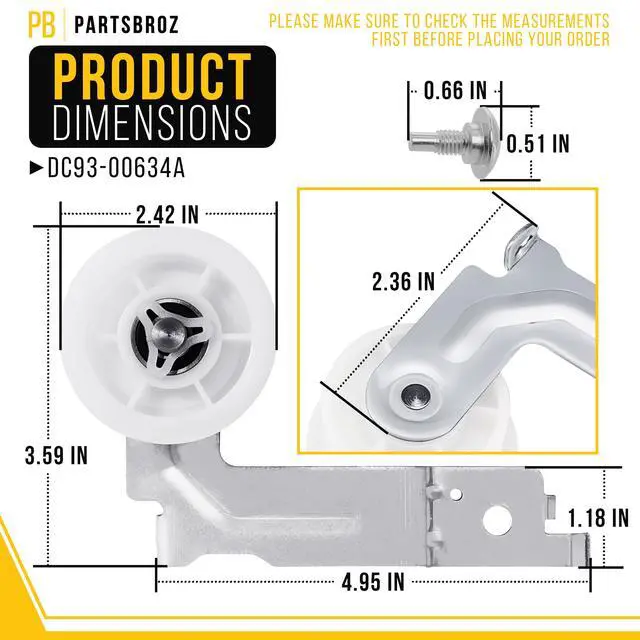 Alt view image 2 of 7 - Dryer Idler Pulley for Samsung DV50K8600GV/A3