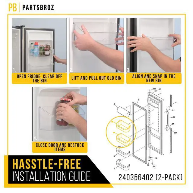 Alt view image 3 of 3 - Refrigerator Door Bin for Frigidaire FRS26KF6EMB (2-Pack)