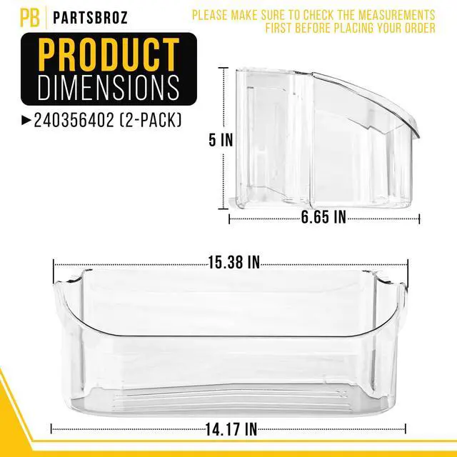 Alt view image 2 of 6 - 240356402 Refrigerator Door Bin for Frigidaire Kenmore Crosley (2-Pack) | Replaces PS430122 AP2549958 AH430122 EA430122 241808221, Fits FFSS2615TS5 LFSS2612TF0 FFSS2615TS0 LFSS2612TF4 LFSS2612TE0