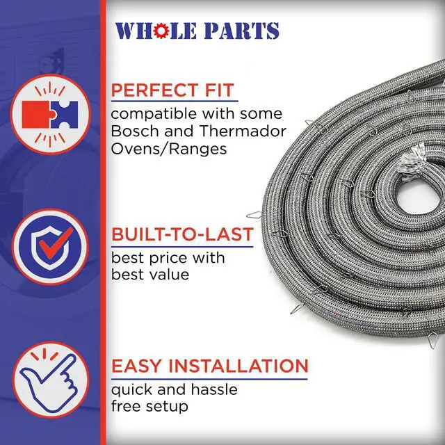 Alt view image 5 of 6 - Upgraded Range/Oven Door Seal Gasket (Including 29 Mounting Clips) Part# 00491569 - Replacement & Compatible with Some Bosch and Thermador Ranges or Ovens