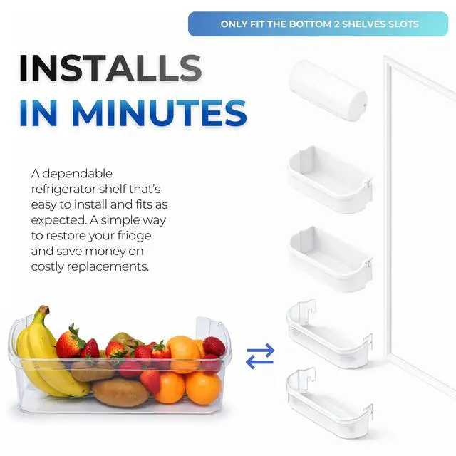 Alt view image 3 of 7 - Bottom Clear Refrigerator Door Shelf Bin Fits Frigidaire FGSS2635TF8 FGSS2635TF7 FGSS2635TF9 FGSS2635TFA FGSS2635TP8 FGSS2635TP4 FGSS2635TP5 FGSS2635TP6 FGSS2635TFB FGSS2635TP7, Side Rack Bin