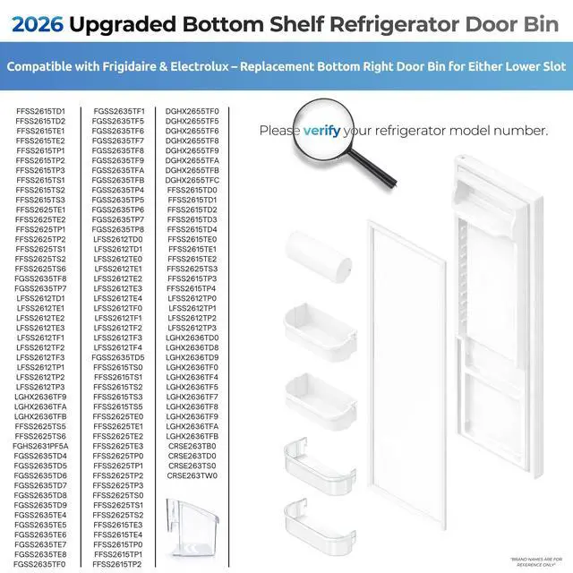 Alt view image 5 of 7 - Bottom Clear Refrigerator Door Shelf Bin Fits Frigidaire FGSS2635TF8 FGSS2635TF7 FGSS2635TF9 FGSS2635TFA FGSS2635TP8 FGSS2635TP4 FGSS2635TP5 FGSS2635TP6 FGSS2635TFB FGSS2635TP7, Side Rack Bin
