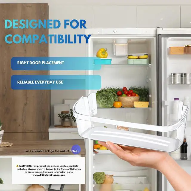 Alt view image 7 of 7 - Bottom Clear Refrigerator Door Shelf Bin Fits Frigidaire FGSS2635TF8 FGSS2635TF7 FGSS2635TF9 FGSS2635TFA FGSS2635TP8 FGSS2635TP4 FGSS2635TP5 FGSS2635TP6 FGSS2635TFB FGSS2635TP7, Side Rack Bin