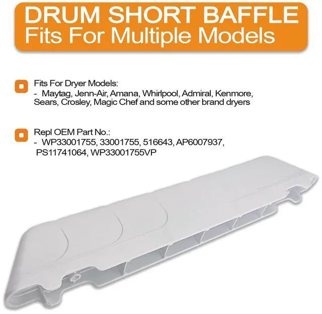 Alt view image 2 of 5 - Compatible Drum Short Baffle for Maytag MDE3500AYW, MDE2500AYW Dryer Models
