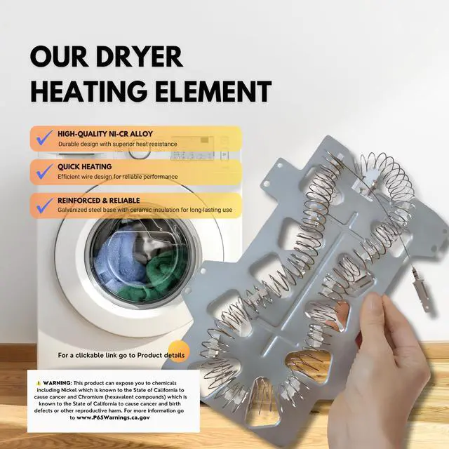 Alt view image 7 of 7 - Dryer Heating Element Kit Compatible with Kenmore 402.89032010 402.89032011 402.89032012 fits Maytag MDE6700AYW MDE6700AZW MDE9700AYW MDG6700AWM MDG6700AWW