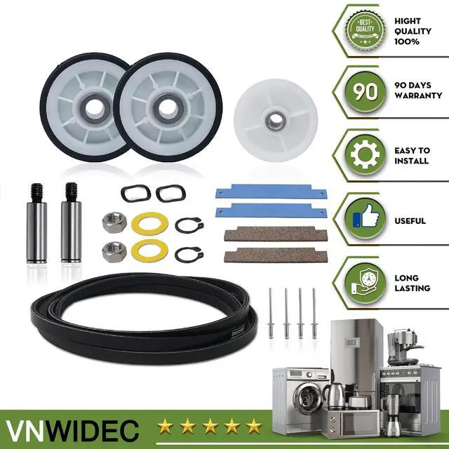 Alt view image 2 of 5 - Dryer Drum Support Roller Kit for Crosley MDE2500AYW CDE4205AYJ CDE4205AYW | Fits Crosley CDE4205AZJ, CDE4205AZW, CDG4205AWJ, CDG4205AWW