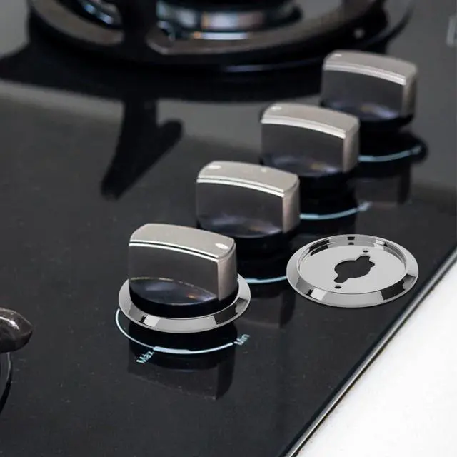 Alt view image 6 of 6 - Gas Stove Switch Knob Base Replacement 5Pcs Plastic BBQ Control Knobs for Kitchen Cooktop Oven with Sleek Electroplated Finish Rotating Gas Grill Knob