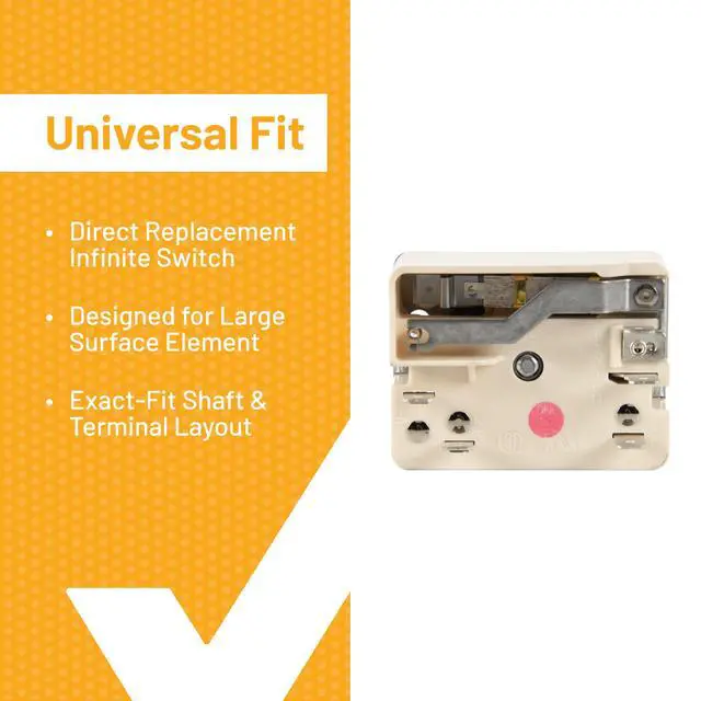 Alt view image 2 of 7 - 316436001 Infinite Burner Switch Large Element Compatible with Frigidaire, Compatible with Kenmore Electric Ranges, Replaces AP3885460 PS1145040 8-Inch Burner Control