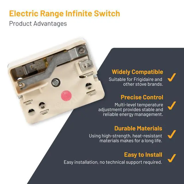 Alt view image 5 of 7 - 316436001 Infinite Burner Switch Large Element Compatible with Frigidaire, Compatible with Kenmore Electric Ranges, Replaces AP3885460 PS1145040 8-Inch Burner Control