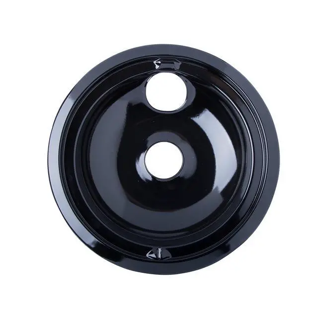 Alt view image 3 of 4 - P119204XZ Black Style B Porcelain Drip Pans Set of 4 Containing 3-6 Inch Pans and 1-8 Inch Pan
