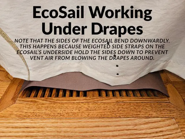 Alt view image 4 of 6 - 1pk Cinnamon Air Deflector w/Unique flexible AC Saving Sail: Ever Wonder If Air Deflectors Do Anything? The SAIL Does, esp. in the Summer! See Why Below-for 5.5x11.4 in. Wood&Metal Floor Vents