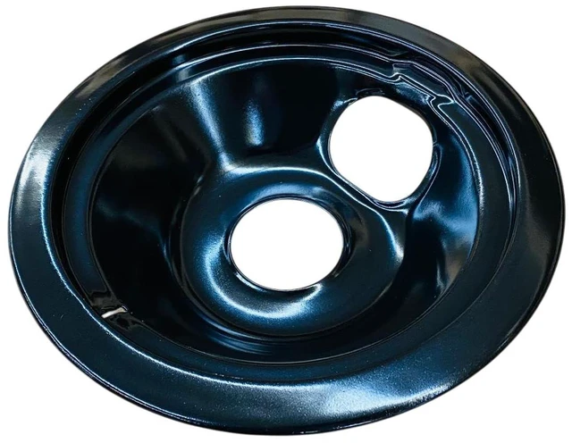 Alt view image 2 of 5 - Black Porcelain Drip Tray, 4 Pack, for GE, (3) 6" WB31T10014 (WB31M20) (1) 8" WB31T10015 (WB31M19)