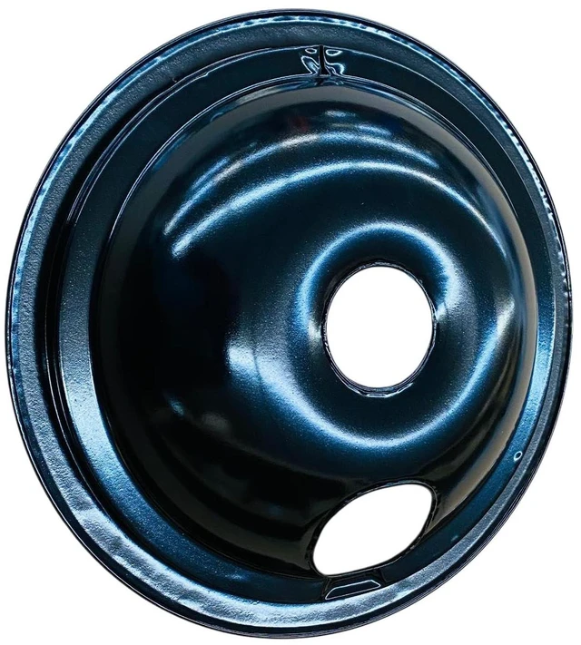Alt view image 5 of 5 - Black Porcelain Drip Tray, 4 Pack, for GE, (3) 6" WB31T10014 (WB31M20) (1) 8" WB31T10015 (WB31M19)
