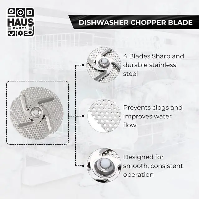 Alt view image 5 of 7 - W10083957V Exact Fit for WHIRLPOOL DISHWASHER CHOPPER BLADE REPLACEMENT (12)
