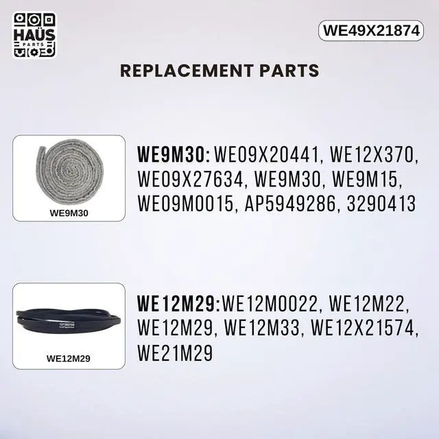 Alt view image 5 of 6 - WE49X21874 Dryer Bearing Kit Compatible with GE - Includes WE14M124 Drum Bearing, WE12M29 2X Drive Belt, WE9M30 Felt Seal, WE1M1067 & WE1M504 Glide Slides, WE12X83 Dryer Idler Pulley