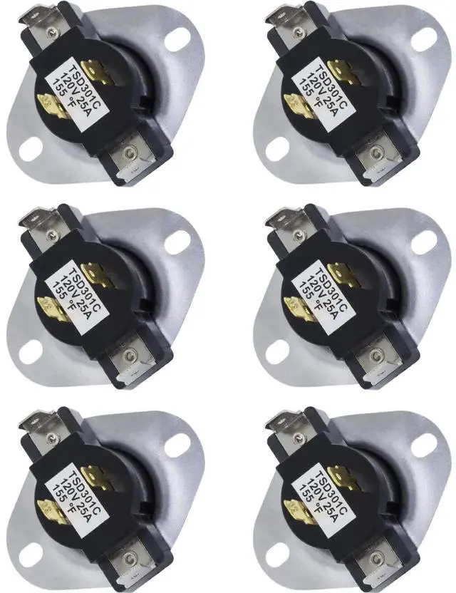 Main image of 3387134 Dryer Cycling Thermostat Compatible With Top Brands Replaces With 306910, 3387135, 3387139, WP3387134, WP3387134VP, PS11741405, 3399693, WP3977767VP 6-PACK