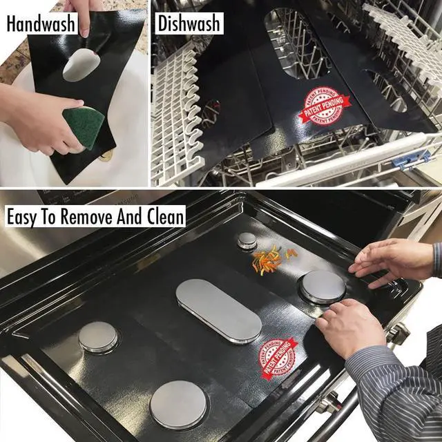 Alt view image 6 of 6 - Premium Plus Stove Protectors for GE Gas Range Model GGF600AVES, Custom Cut, Easy to Clean Stove Liner, Made in the USA