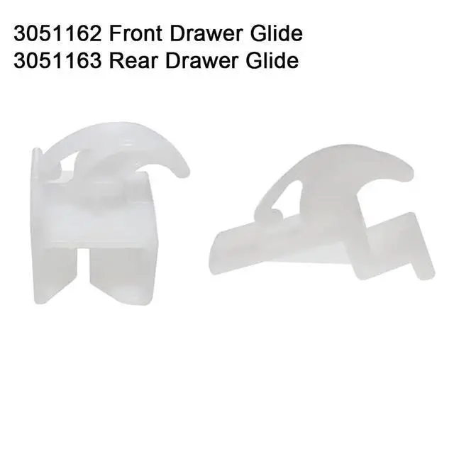 Alt view image 3 of 7 - 4PCS 3051162 & 3051163 Range Oven Front and Rear Drawer Glide Replacement Kit White Compatible with Frigidaire, Tappan, Ken-more, Gibson, Crosley, Uni, Westinghouse, Kelvinator, Admiral