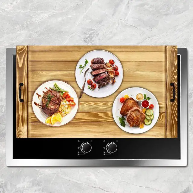 Alt view image 4 of 7 - Noodle Board Stove Cover Pine Wood Stove Cover Board with Handles, Durable Cooktop Covers for Gas Stove, Electric Stove, Kitchen Sink Cover for Extra Space