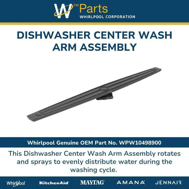 Alt view image 4 of 6 - Whirlpool WPW10498900 OEM Dishwasher Center Wash Arm Assembly