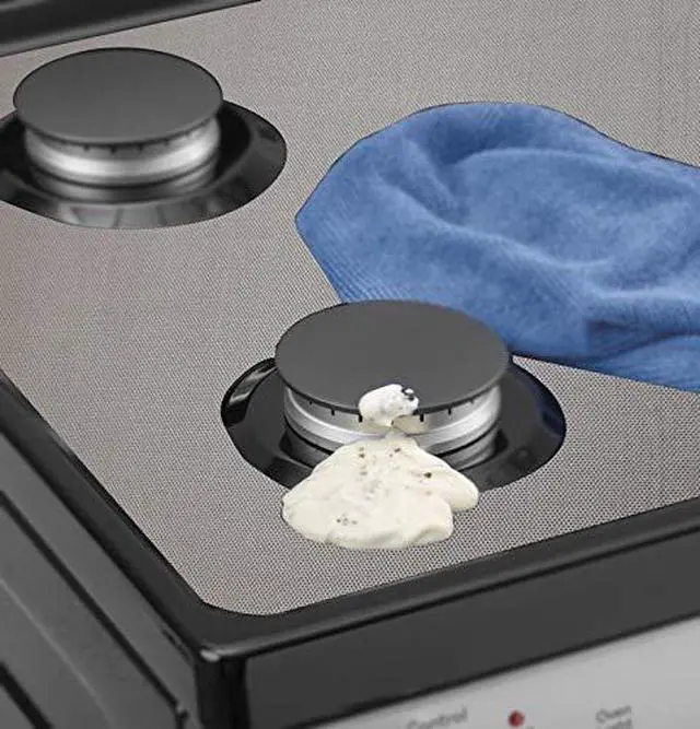 Alt view image 2 of 3 - Stove Top Protector for General Electric GE Gas Range Stove Top, Custom Fit Ultra Thin Reusable Burner Splatter Spill Guard Protective Cover Liner in Silver - JGBS60DEKCC