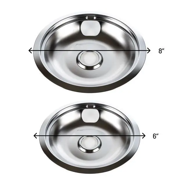 Alt view image 2 of 7 - A316222201 5304430150 Surface Element Drip Pan Set Chrome 4-Pack 6 Inch and 8 Inch Burner Bowls Replacement for Electric Range Compatible with Frigidaire, Kenmore, Electrolux