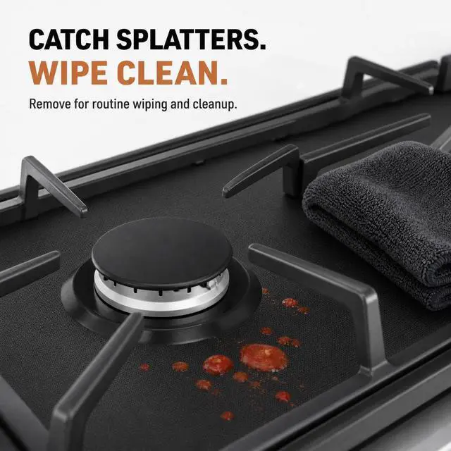Alt view image 4 of 7 - Stove Top Protector for Whirlpool Gas Range Stove, Custom Fit Ultra Thin Reusable Burner Splatter Spill Guard Protective Cover Liner - WFG550S0LZ