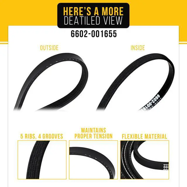 Alt view image 3 of 7 - Dryer Belt for Samsung DVE45B6300C/A3