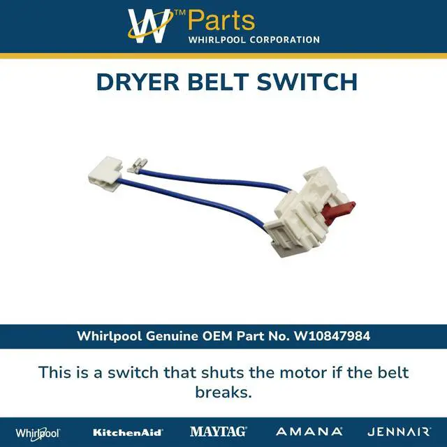 Alt view image 4 of 6 - W10847984 Genuine OEM Dryer Belt Switch Replacement Part