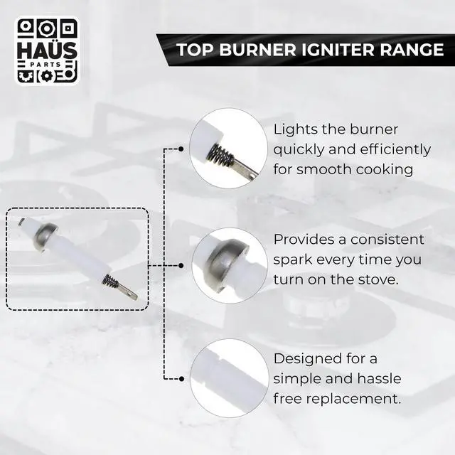 Alt view image 5 of 6 - 189324 Top Burner Igniter Range Compatible with Top Brands Replaces with 189719, 189889, 413966, 488832, 20-02-041, 20-02-377, 413966, 20-02-043 and 00189324