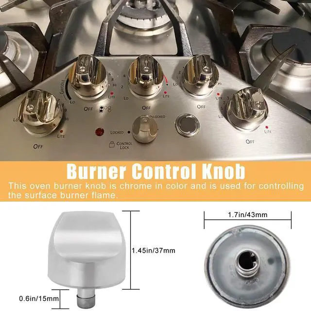 Alt view image 2 of 7 - WB03X32194 WB03T10329 Cooktop Burner Control Knobs for GE Cafe Gas cooktop CGP350SE series/CGP650SET series/CP350ST Series