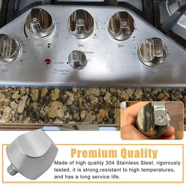 Alt view image 4 of 7 - WB03X32194 WB03T10329 Cooktop Burner Control Knobs for GE Cafe Gas cooktop CGP350SE series/CGP650SET series/CP350ST Series