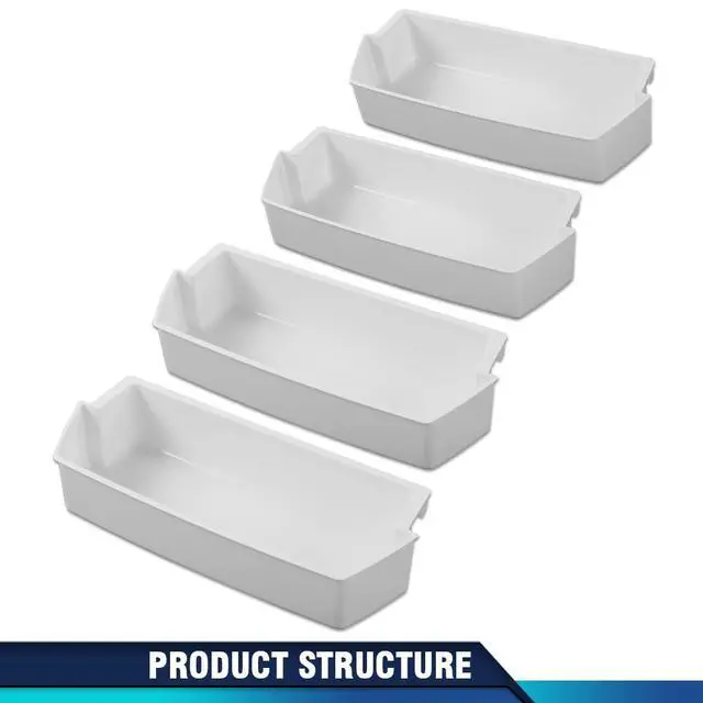 Alt view image 3 of 7 - 4Pcs White Refrigerator Shelf Bin Compatible with Roper, Kitchenaid, Kirkland, Kenmore and Whirlpool 1156713, 2187172, 2187172K, 2187194, 2187194K, AP3853103, PS328468, PS986890