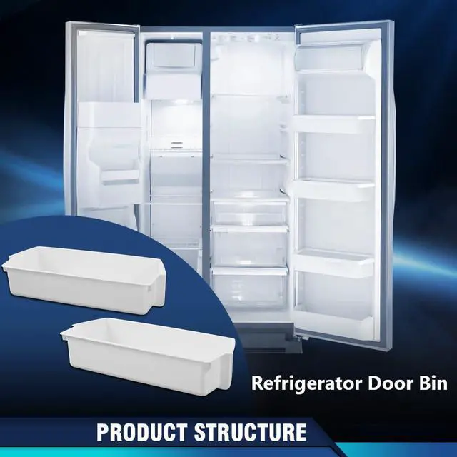 Alt view image 6 of 7 - 4Pcs White Refrigerator Shelf Bin Compatible with Roper, Kitchenaid, Kirkland, Kenmore and Whirlpool 1156713, 2187172, 2187172K, 2187194, 2187194K, AP3853103, PS328468, PS986890