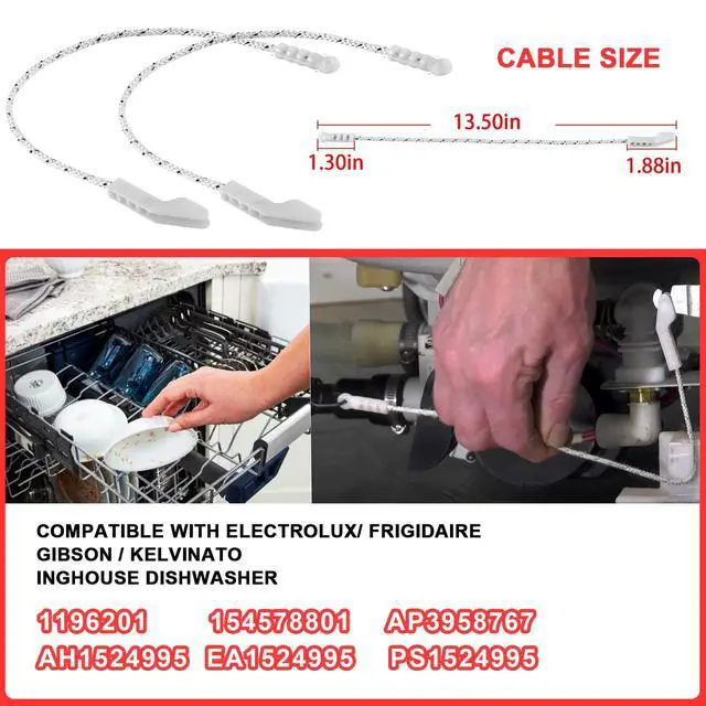 Alt view image 4 of 5 - 2Pack AP3958767 Dishwasher Door Cable Compatible With Electrolux/Frigidaire/Gibson/Kelvinator Westinghouse
