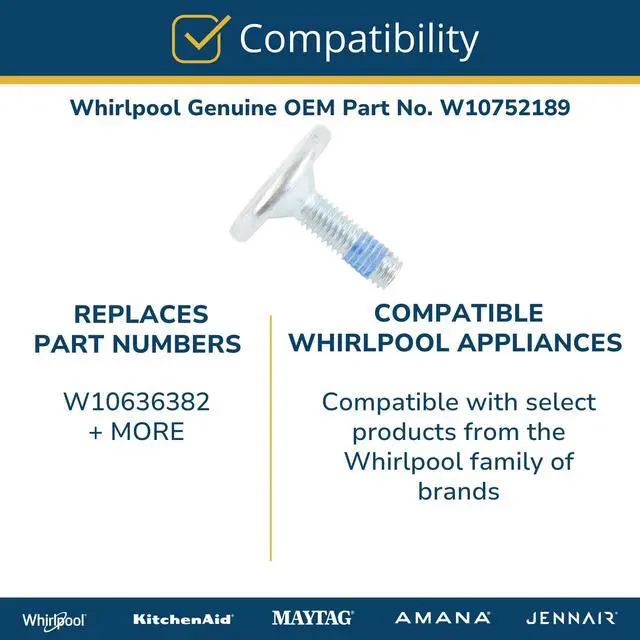 Alt view image 4 of 5 - W10752189 Genuine OEM Washer Screw Replacement Part