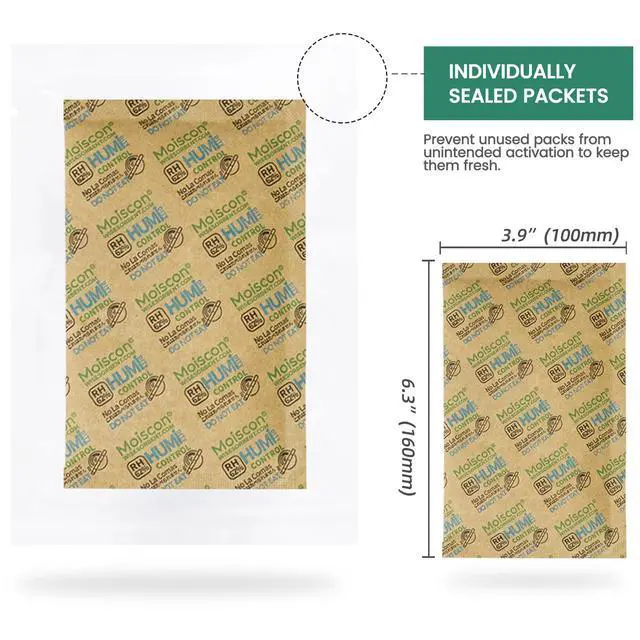 Alt view image 2 of 6 - 62% Two-Way Humidity Control Packs, 67 Gram 25 Pack for Storing 1 lb, Size 67 Moisture Control Packets Individually Wrapped, Humidifier Packs for Storage Containers
