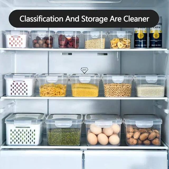 Alt view image 5 of 7 - 3 Pack Fruit Storage Containers for Fridge with Removable Colanders | Food Storage Containers with Lids, BPA-Free Produce Containers Keep Fruits, Vegetables, Berry, Meat Fresh Longer