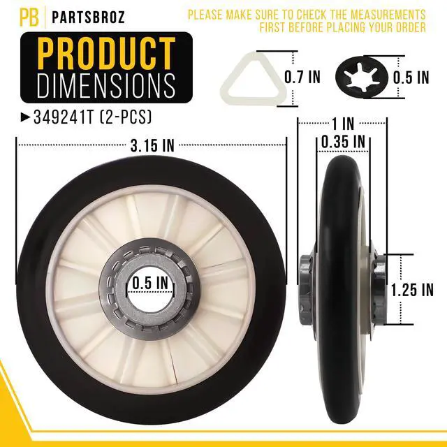 Alt view image 2 of 7 - Dryer Drum Rollers for Roper RGD4640YQ2 (2-Pack)