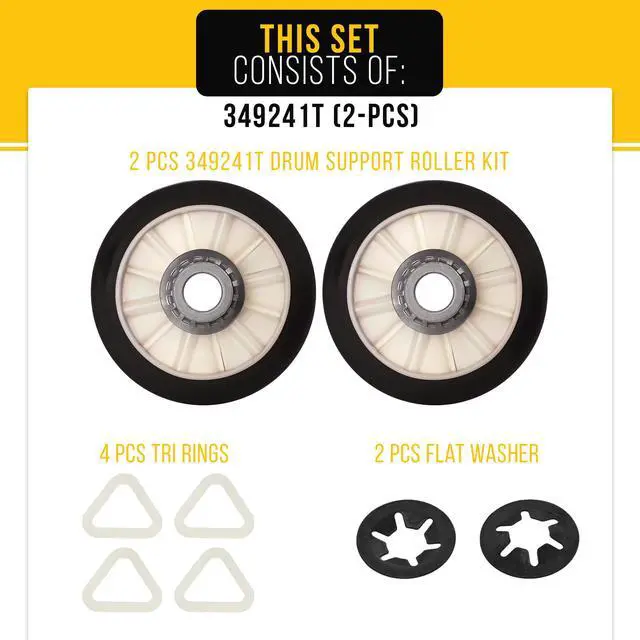 Alt view image 3 of 7 - Dryer Drum Rollers for Roper RGD4640YQ2 (2-Pack)