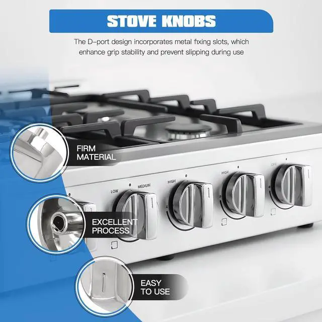 Alt view image 3 of 7 - Stove Control Knob Set W11366438 Fit for Whirlpool, Fit for Maytag, Fit for KitchenAid, Fit for Jenn-Air, Fit for Amana, Fit for Magic Chef - 5 Pack, Easy Push-On Installation