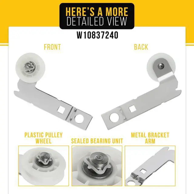 Alt view image 3 of 7 - Dryer Idler Pulley for Whirlpool WED75HEFW1