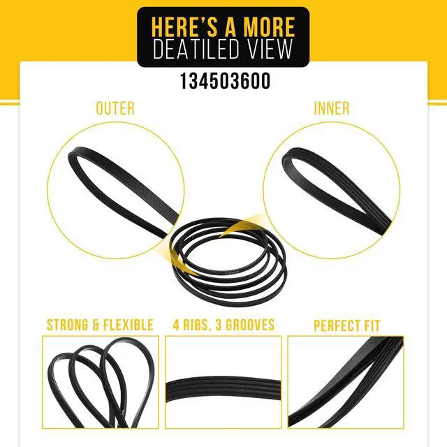 Alt view image 3 of 7 - Dryer Belt for Frigidaire GLER642AS3