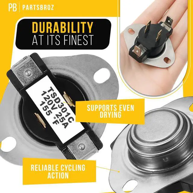 Alt view image 4 of 7 - Dryer Thermostat for Admiral AED4475TQ1 (2-Pack)