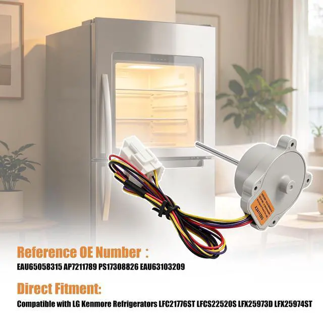 Alt view image 3 of 6 - EAU65058315 Refrigerator Evaporator Fan Motor Assembly DC12V 1A Compatible with LG & Kenmore Refrigerators LFCS22520S LFX25973D LFX25974ST LFC21776ST, EAU63103209 AP7211789 PS17308826