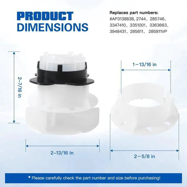 Alt view image 2 of 7 - Upgraded Medium Cam Agitator 285811 - Replace 4G-STYP-12CZ, 73-IHOH-QINC, AH334650, AP3138838 - Compatible with Whirlpool Washers Models LSR9434PQ0 LSR9434PQ1 LSR9434PQ3 LSR9434PQ4