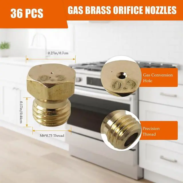 Alt view image 3 of 7 - 2026 Upgraded 36 PCS LP Gas Conversion Kit for Range/Cooktop/Stove | Propane & Natural Gas Brass Orifice Nozzles (0.3mm-1.9mm, M6x0.75mm) Compatible for Frigidaire/Kenmore/Electrolux