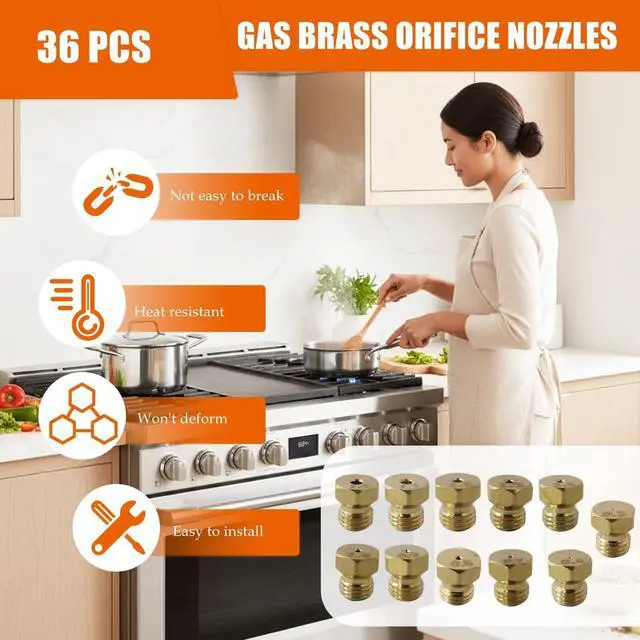 Alt view image 4 of 7 - 2026 Upgraded 36 PCS LP Gas Conversion Kit for Range/Cooktop/Stove | Propane & Natural Gas Brass Orifice Nozzles (0.3mm-1.9mm, M6x0.75mm) Compatible for Frigidaire/Kenmore/Electrolux