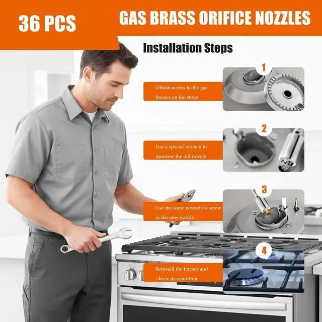 Alt view image 6 of 7 - 2026 Upgraded 36 PCS LP Gas Conversion Kit for Range/Cooktop/Stove | Propane & Natural Gas Brass Orifice Nozzles (0.3mm-1.9mm, M6x0.75mm) Compatible for Frigidaire/Kenmore/Electrolux