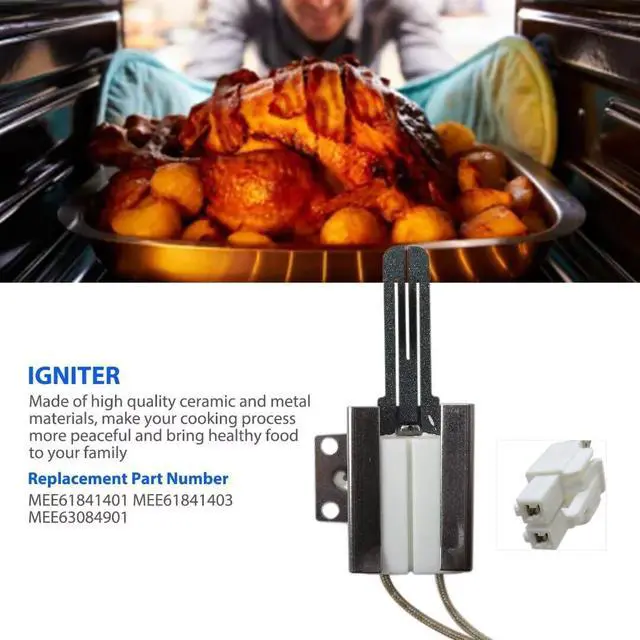 Alt view image 3 of 7 - MEE61841401 Gas Stove Igniter for LG LSGL6335D, LSGL6335D/00, LSGL6335F, LSGL6335F/00, LSGL6337D, LSGL6337D/00, LSGL6337F, LSGL6337F/00, LSSG3016ST, LSSG3016ST/00 Models